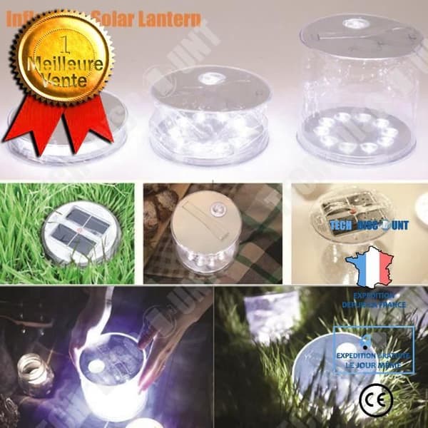 TD® Uppblåsbar möbelbelysning - Soldriven - LED-lanternlampa Camping Vandring Utomhus inomhus - Tältljus