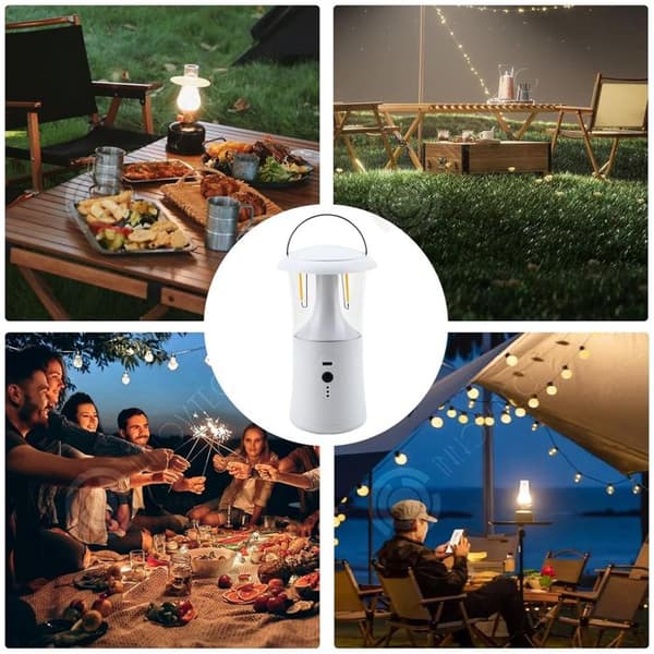 INN Lanterne camping 1200mah 3 ljuslägen Laddbar campinglanterna i tungsten kan bäras och hängas typ