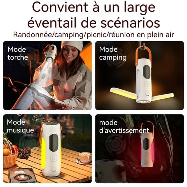 INN Lanterne camping 2i1 4 nivåer av justerbart färgljus med bluetooth-högtalare skärmen kan fällas ut
