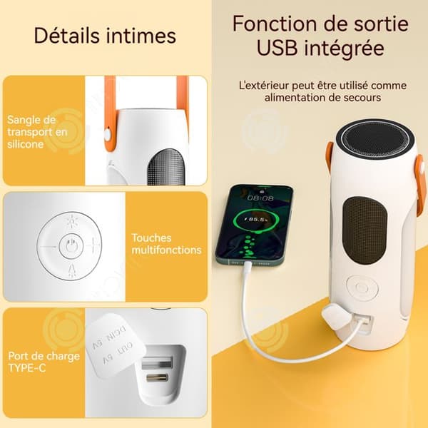 INN Lanterne camping 2i1 4 nivåer av justerbart färgljus med bluetooth-högtalare skärmen kan fällas ut