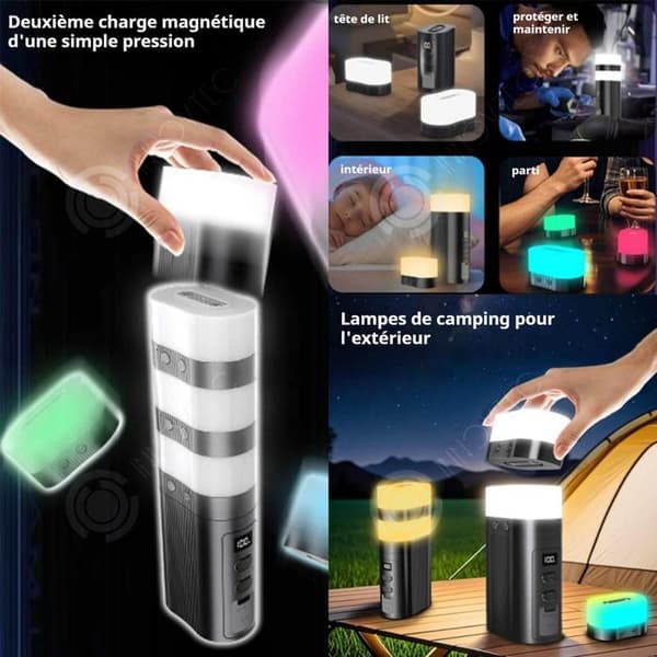 INN Mini campinglampa portabel och vattentät LED-skärm uppladdningsbar magnetisk laddning campinglampa med 11 belysningskällor