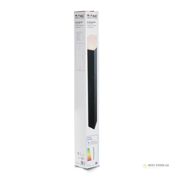 V-TAC GU10 Havepæl Firkantet Aluminium Sort 80x80x800mm IP54 VT-7615 3 års garanti