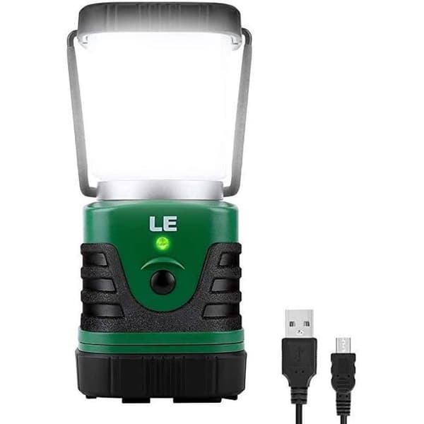 LE Kraftfull uppladdningsbar LED-lykta 1000Lm Dimbar - 360° belysning - 3 lägen - Vattentät bärbar upphängning