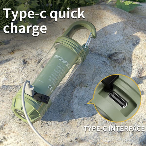 Campinglampa för utomhusbruk Multi-ljuskälla Bärbar nyckelring Krok Mini liten ficklampa Omgivande campingbelysning