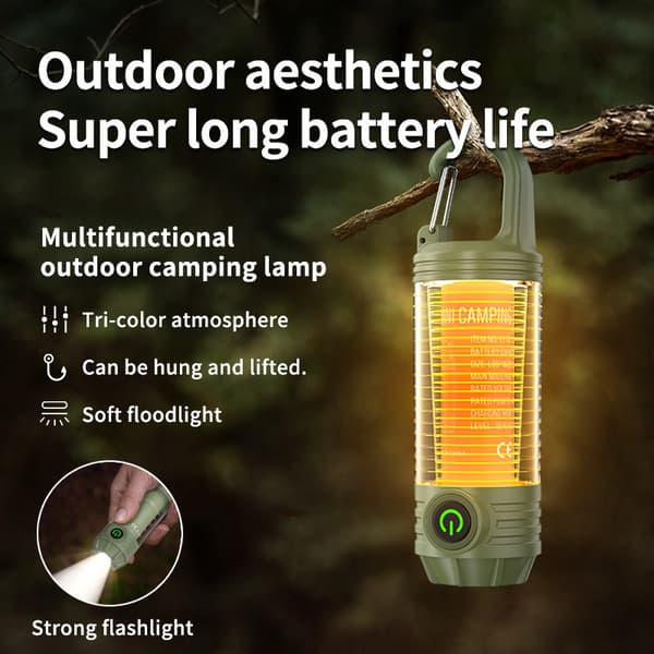 Campinglampa för utomhusbruk Multi-ljuskälla Bärbar nyckelring Krok Mini liten ficklampa Omgivande campingbelysning