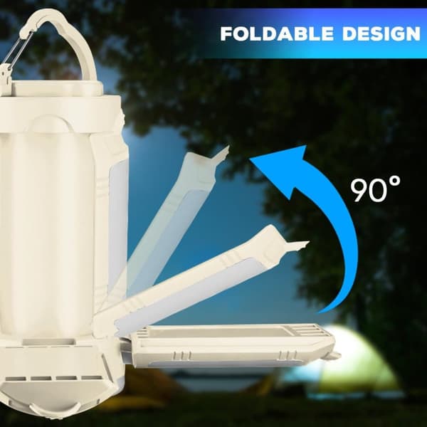 OBOSOE Foldbar Campinglanterne - 4000LM Genopladelig Nødbelysning | 6 lystilstande, IPX4 vandafvisende | Til vandreture, nødsituationer og storme