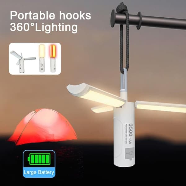 OBOSOE genopladelig campinglanterne – 750LM foldbar LED-lanterne | 3500mAh powerbank, 3 lystilstande, vandafvisende | Til camping