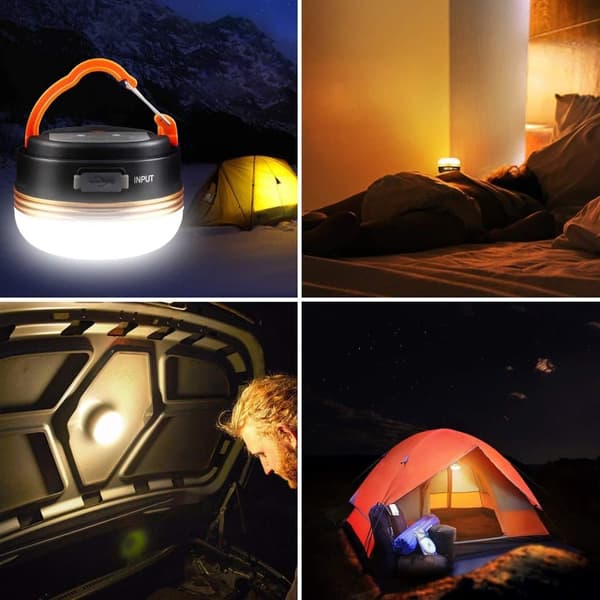 OBOSOE genopladelig LED campinglanterne – 300LM, 3 lystilstande og powerbank | Magnetisk beslag, IPX4 vandafvisende | Til camping