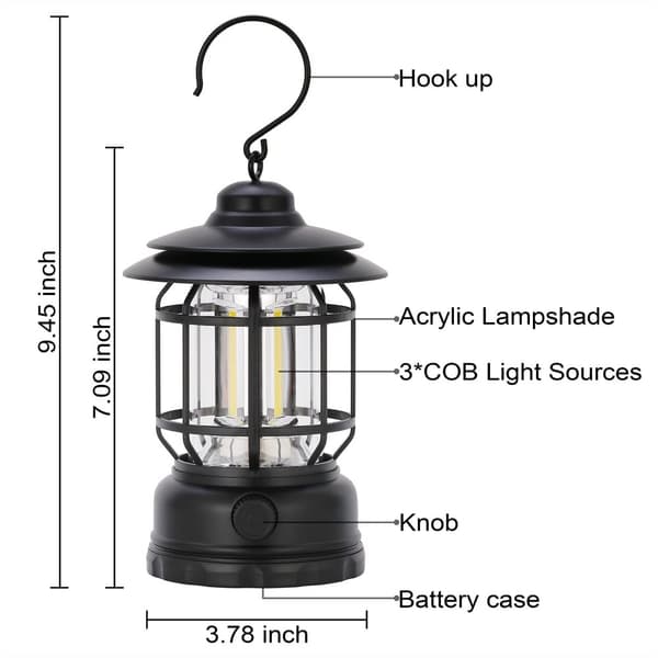 OBOSOE Laddbara Campinglyktor (2-pack) – Retro-stil LED-lampa med Steglös Dimmring | Vattentålig, Portabel & Hängbar | För Camping, Tält & Nödfall