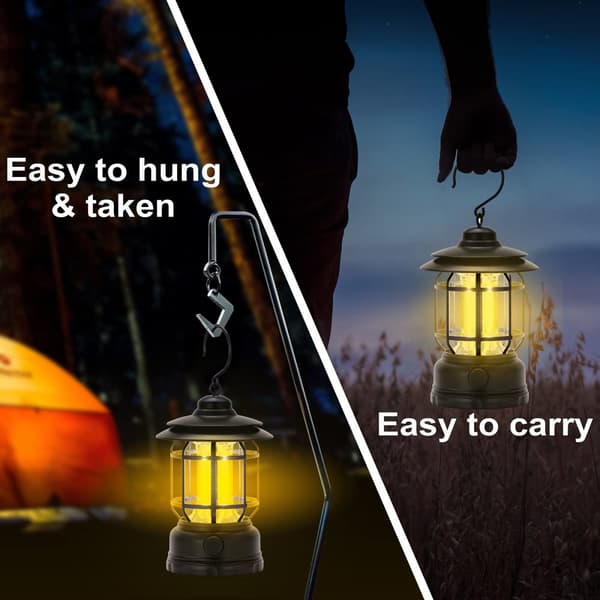OBOSOE Laddbara Campinglyktor (2-pack) – Retro-stil LED-lampa med Steglös Dimmring | Vattentålig, Portabel & Hängbar | För Camping, Tält & Nödfall