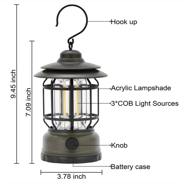 OBOSOE Laddbara Campinglyktor (2-pack) – Retro-stil LED-lampa med Steglös Dimmring | Vattentålig, Portabel & Hängbar | För Camping, Tält & Nödfall