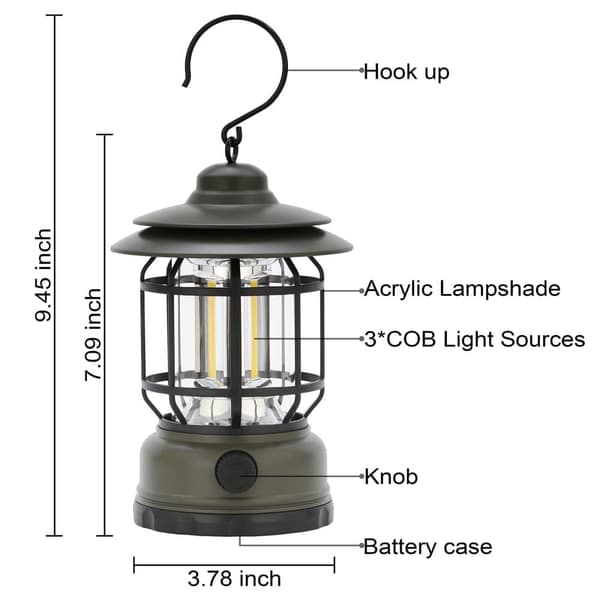 OBOSOE Laddbara Campinglyktor (2-pack) – Retro-stil LED-lampa med Steglös Dimmring | Vattentålig, Portabel & Hängbar | För Camping, Tält & Nödfall
