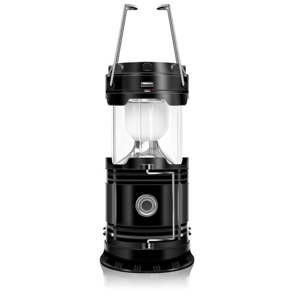 OBOSOE Solcellsdriven Campinglykta – Vikbar LED-lampa med USB-laddning | Hängbar Nödbelysning för Camping, Stormar & Strömavbrott