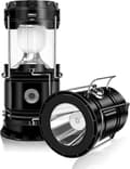 Miniatyrbild 1 av 5: OBOSOE Solcellsdrivna Campinglyktor (2-pack) – Vikbara LED-lampor med USB-laddning | Hängbara Nödlyktor för Camping, Stormar