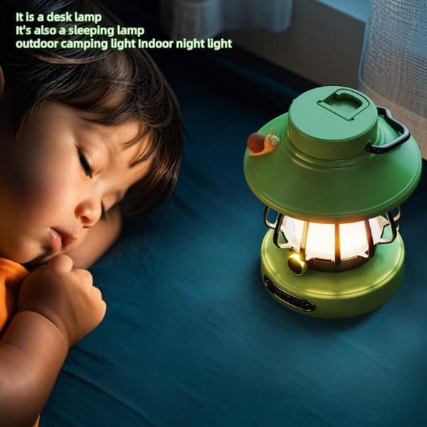 OBOSOE campinglampe – genopladelig børnelampe i snegleform | Bærbar LED-lanterne til indendørs og udendørs | Sjov gave til småbørn