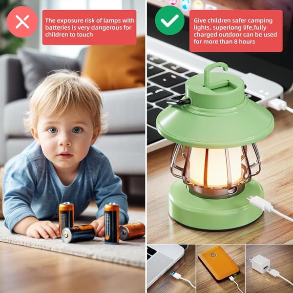 OBOSOE campinglampe – genopladelig børnelampe i snegleform | Bærbar LED-lanterne til indendørs og udendørs | Sjov gave til småbørn