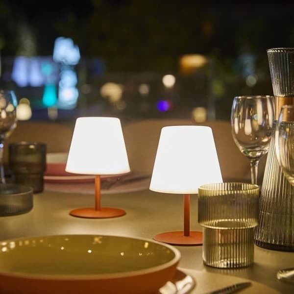 Set med 2 sladdlösa bordslampor - LUMISKY - TWINS - Terrakotta - H16 cm - LED