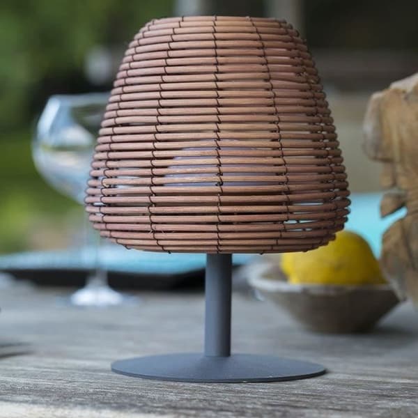 Sladdlös bordslampa - LUMISKY - BOHEME - H25 cm - Naturrotning - Varmvit och vit LED