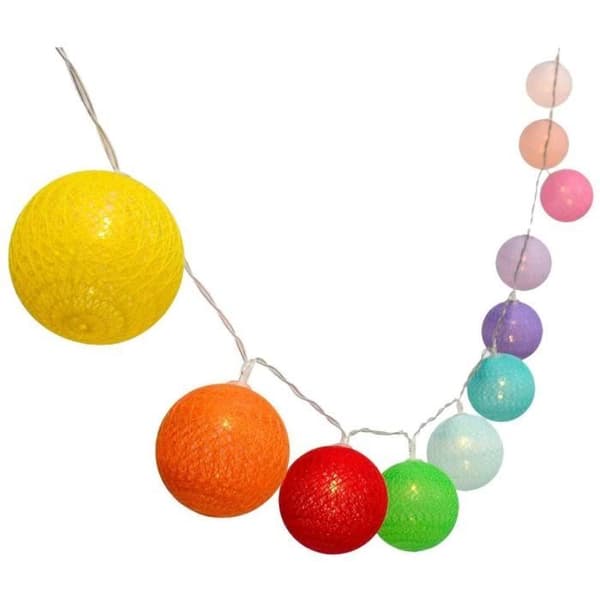 Solcellsgirlang - LUMISKY - MIMY COLORS SOLAR - 3,80 m - Bomullstussar - 10 glödlampor - Varmvit LED