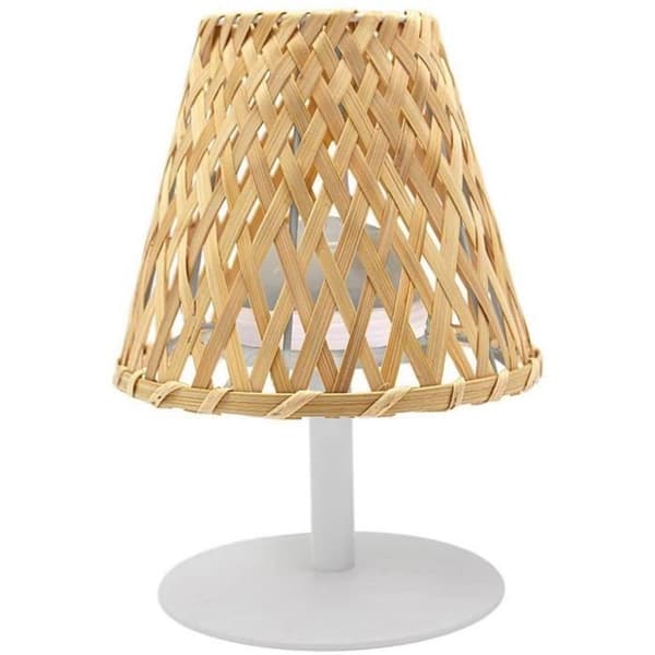 Johdoton pöytävalaisin - LUMISKY - IBIZA - K26 cm - Luonnonvärinen bambu - Lämmin valkoinen ja valkoinen LED