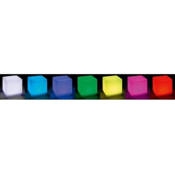 Lysande solkub - LUMISKY - CASY - H30 cm - Soffbordspall - Vit och flerfärgad LED