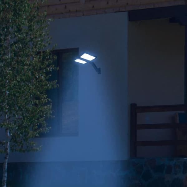 Solcellelampe - LUMISKY - CLIPPER BLACK - 37 cm - 2 sorte hoveder - Justerbar bevægelsessensor - Hvid LED