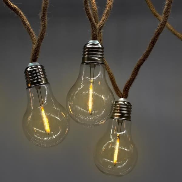 Udendørs lysgirlande - LUMISKY - FANTASY CORD - 7,70 m - 10 transparente glødelamper - varm hvid LED
