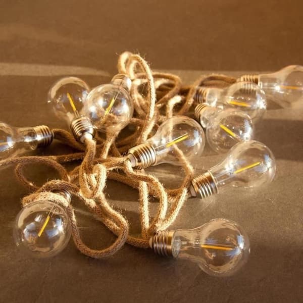 Udendørs lysgirlande - LUMISKY - FANTASY CORD - 7,70 m - 10 transparente glødelamper - varm hvid LED