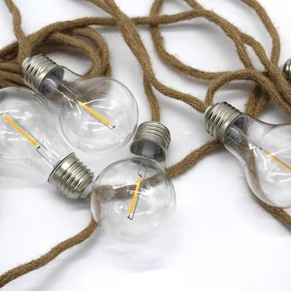 Udendørs lysgirlande - LUMISKY - FANTASY CORD - 7,70 m - 10 transparente glødelamper - varm hvid LED