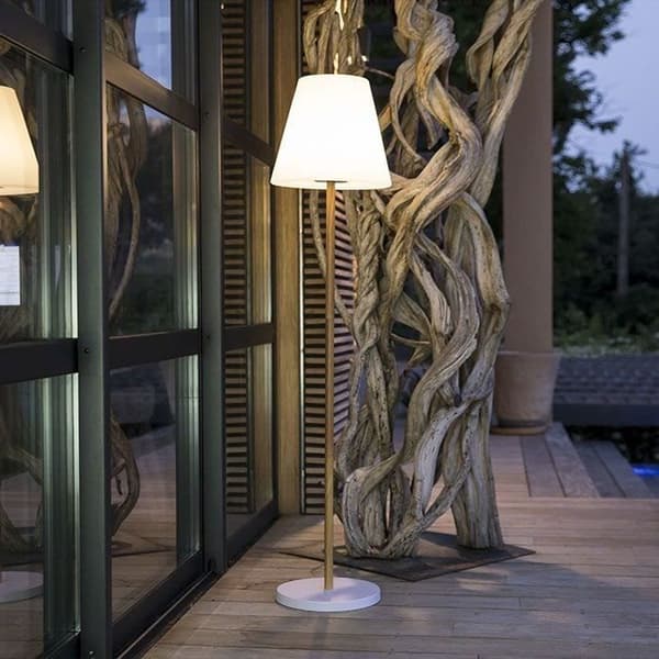 Aurinkokäyttöinen ja ladattava katuvalaisin - LUMISKY - STANDY WOOD SOLAR - K150 cm - Himmennettävä lämmin valkoinen LED