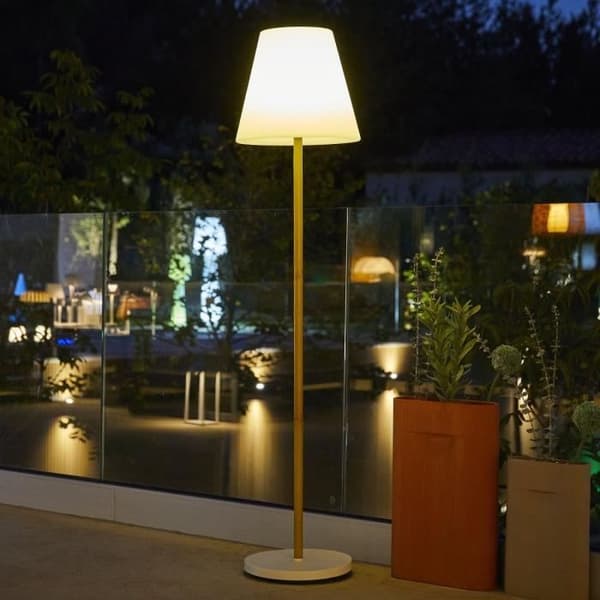 Aurinkokäyttöinen ja ladattava katuvalaisin - LUMISKY - STANDY WOOD SOLAR - K150 cm - Himmennettävä lämmin valkoinen LED