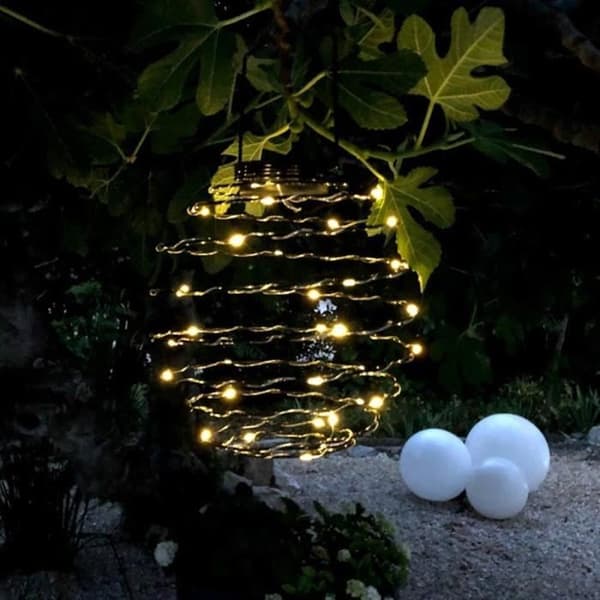 Solcellshänglampa - LUMISKY - ORION - H37 cm - Mikrospiral - Varmvit LED