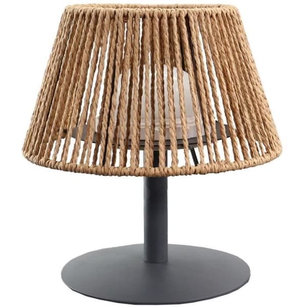 Sladdlös bordslampa - LUMISKY - STANDY MINI RAFFY - H22 cm - Naturlig raffia - Varmvit och vit LED