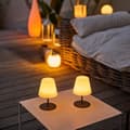 Miniatyrbild 2 av 4: 2-pack sladdlösa bordslampor - LUMISKY - TWINS - H16 cm - Grå stålfot - Varmvit och vit LED