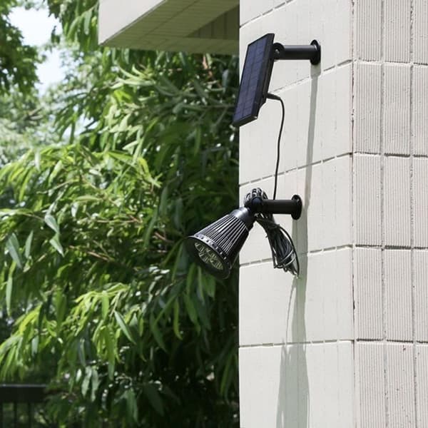 2-i-1 solcellsspotlight att sätta upp eller montera - LUMISKY - SPIKY AWAY B34 - H42 cm - vit LED