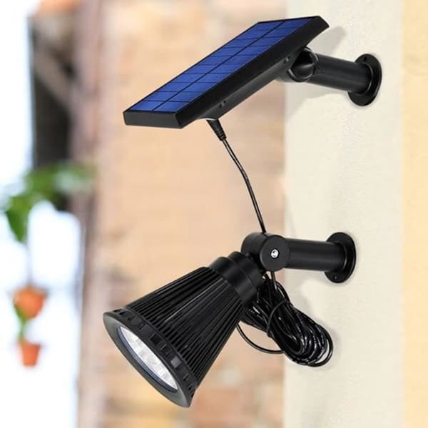 2-i-1 solcellsspotlight att sätta upp eller montera - LUMISKY - SPIKY AWAY B34 - H42 cm - vit LED