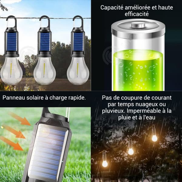 INN Solcellslampa 4PCS 5w 3lägen solcellslampa laddningsbar lampa camping laddningsbar lampa campinglykta för fiske camping