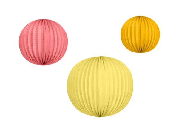 Set med papperslyktor, orange, rosa, gul (1 förpackning / 3 st.)