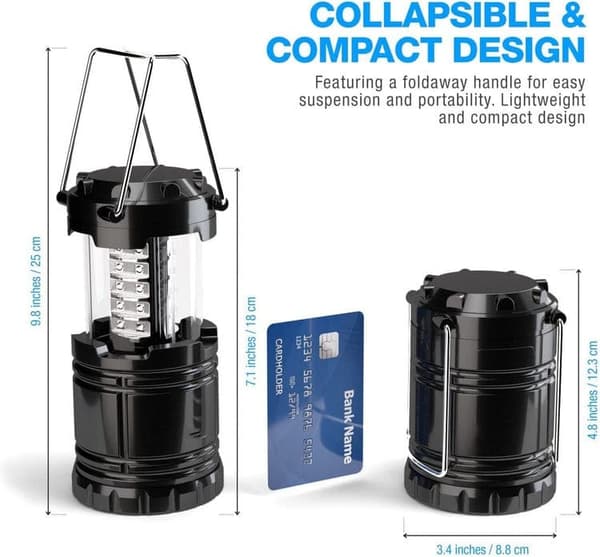 OBOSOE 2-pak batteridrevne campinglanterner med COB LED – perfekt til nødsituationer, vandreture og strømafbrydelser