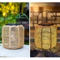 Miniatyrbillede 5 af 7: OBOSOE 4-pak rattan solcellelanterner, vandtætte hængende solcellelamper til have og terrasse