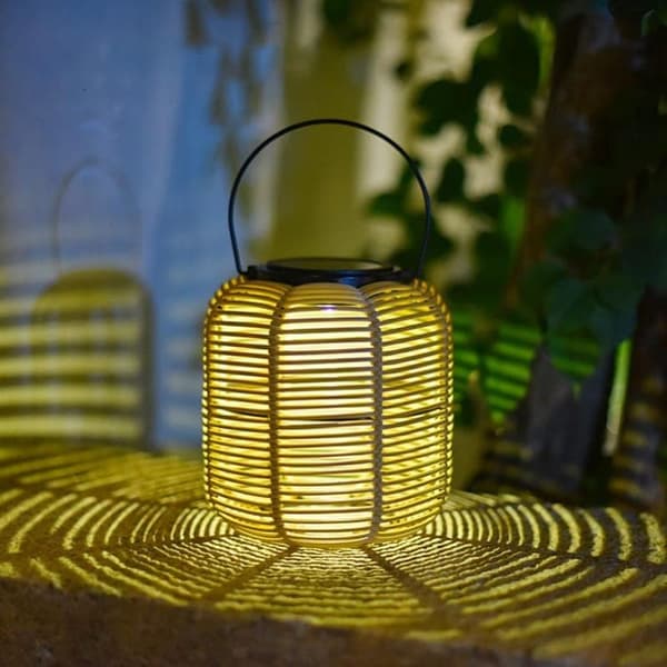 OBOSOE 4-pak rattan solcellelanterner, vandtætte hængende solcellelamper til have og terrasse