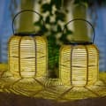 Miniatyrbillede 1 af 7: OBOSOE 4-pak rattan solcellelanterner, vandtætte hængende solcellelamper til have og terrasse