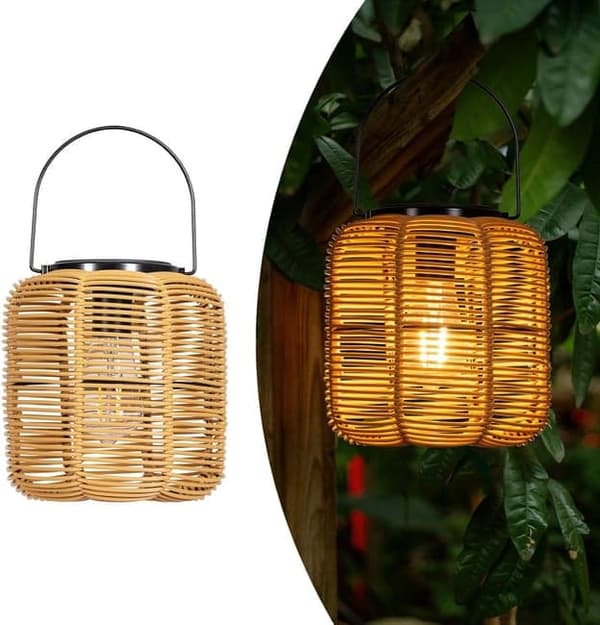 OBOSOE 4-pak rattan solcellelanterner, vandtætte hængende solcellelamper til have og terrasse Glödlampa, 2 st