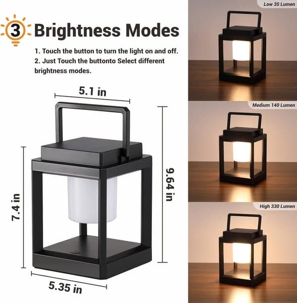 OBOSOE aurinkoenergialla toimiva retkeilylyhty ulkona, himmennettävä LED-lamppu, USB-lataus, vedenpitävä riippulyhty