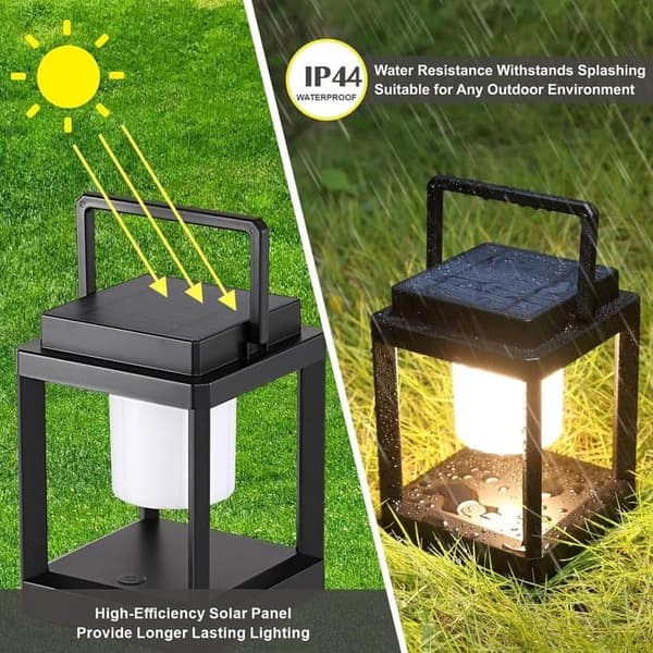 OBOSOE aurinkoenergialla toimiva retkeilylyhty ulkona, himmennettävä LED-lamppu, USB-lataus, vedenpitävä riippulyhty
