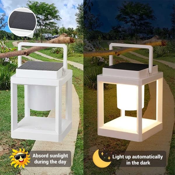 OBOSOE aurinkoenergialla toimiva retkeilylyhty ulkona, himmennettävä LED-lamppu, USB-lataus, vedenpitävä riippulyhty
