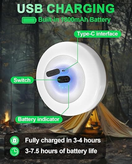 2-i-1 bærbar vandtæt udendørs lysstreng – 10m USB genopladeligt campinglys med 4 lyseffekter og 3 lystilstande