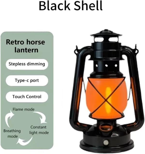 OBOSOE USB Genopladelig Campinglampe Lanterne / Teltlampe - Campinglampe - Retro LED, 3 lystilstande, Hængende Udendørs Lanterne