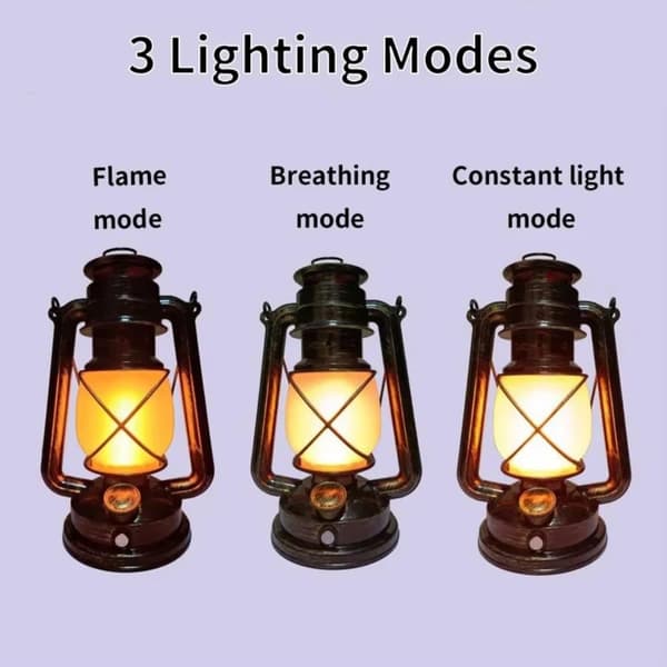OBOSOE USB Genopladelig Campinglampe Lanterne / Teltlampe - Campinglampe - Retro LED, 3 lystilstande, Hængende Udendørs Lanterne