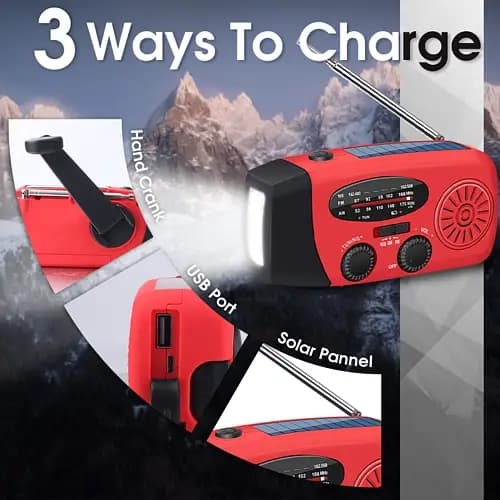 vevradio, nödradio, powerbank solcell laddare, DENVER SOLAR CRANK RADIO SCR-2005